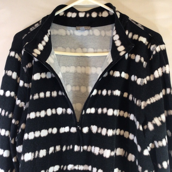 T by Talbots 2XP Black White Tie Dye Stripe Knit Top Long Sleeve Pullover Cozy - Picture 3 of 8